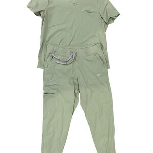 Lago Mint Green Scrub Set Jogger Pants with Light blue drawstring